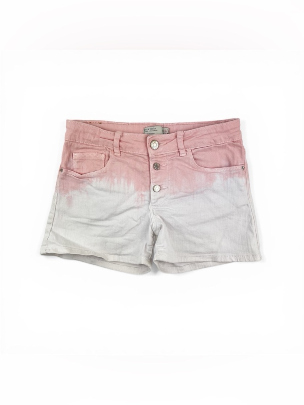Zara Girls Dip-Dye Pink to White Denim Shorts
